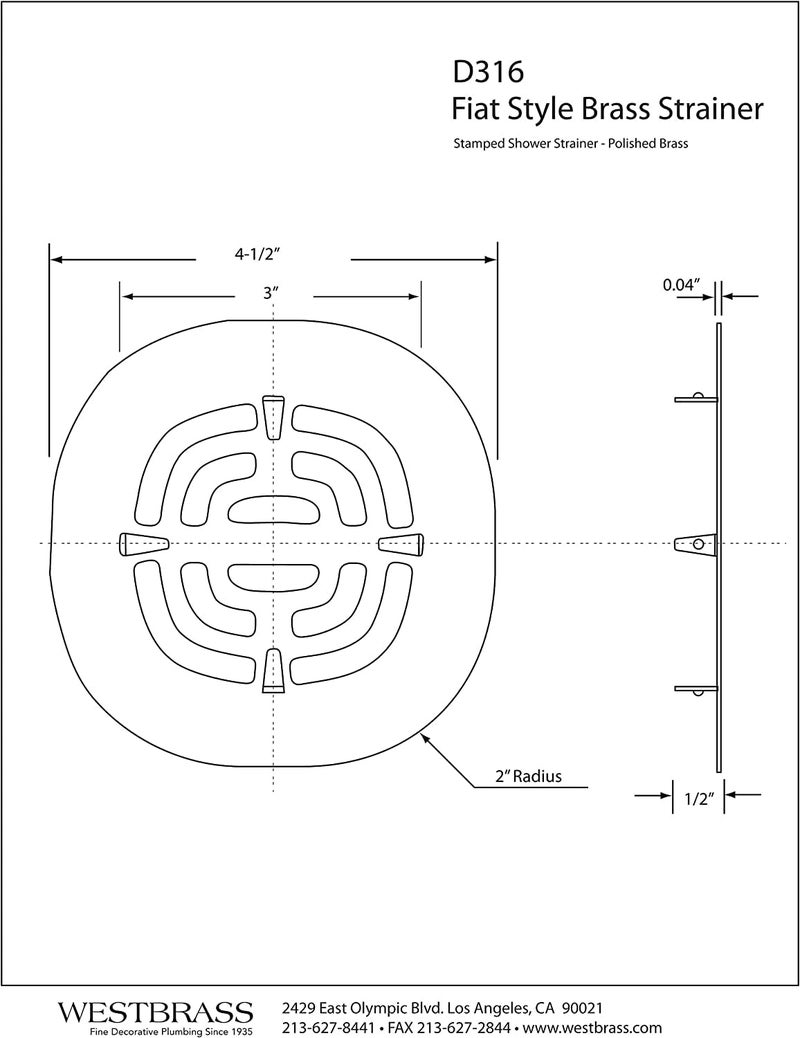 Westbrass Brass Snap-In Shower Strainer Grid, Polished Brass, D316-03 - Image 2